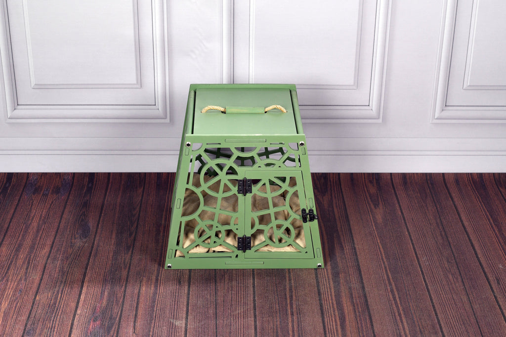 Modern Wooden Dog Crate: Portable Pet Kennel with Cushion