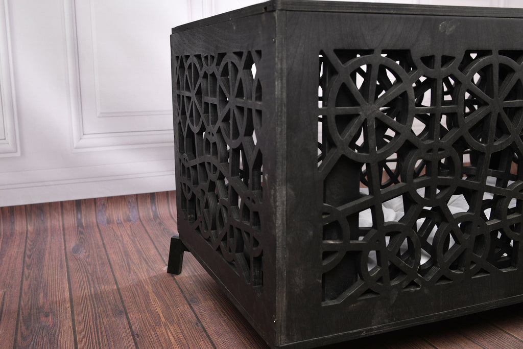 Mid-Century Modern Wooden Dog Crate: Indoor Pet Furniture