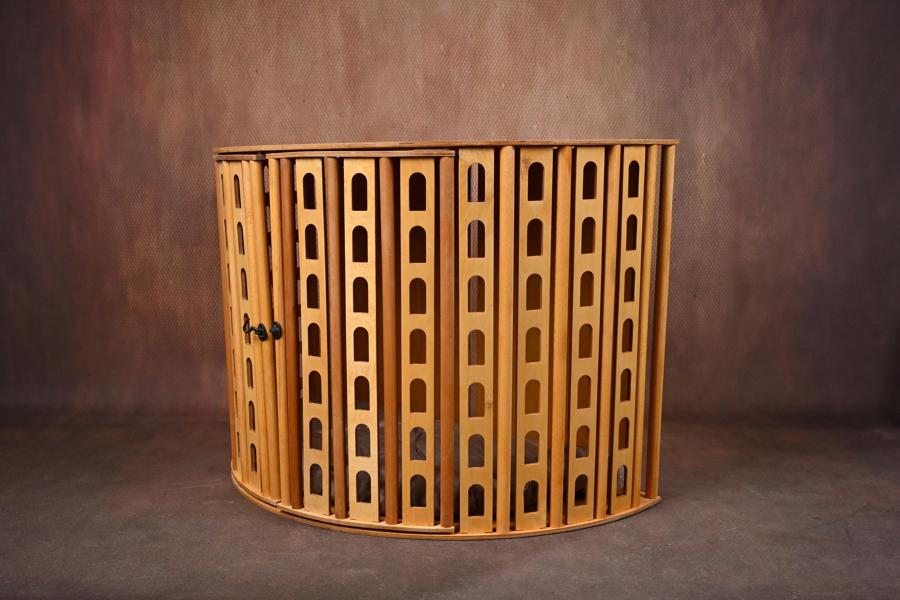 Coliseum Wooden Dog Crate with Dual Front Doors – Indoor Pet Furniture