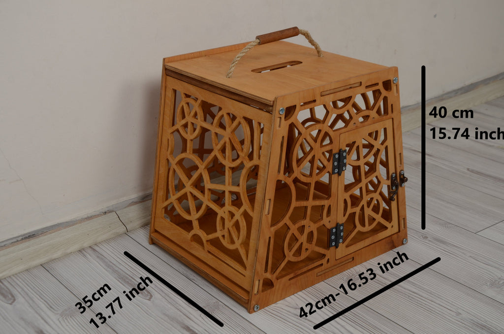 Modern Wooden Dog Crate: Portable Pet Kennel with Cushion