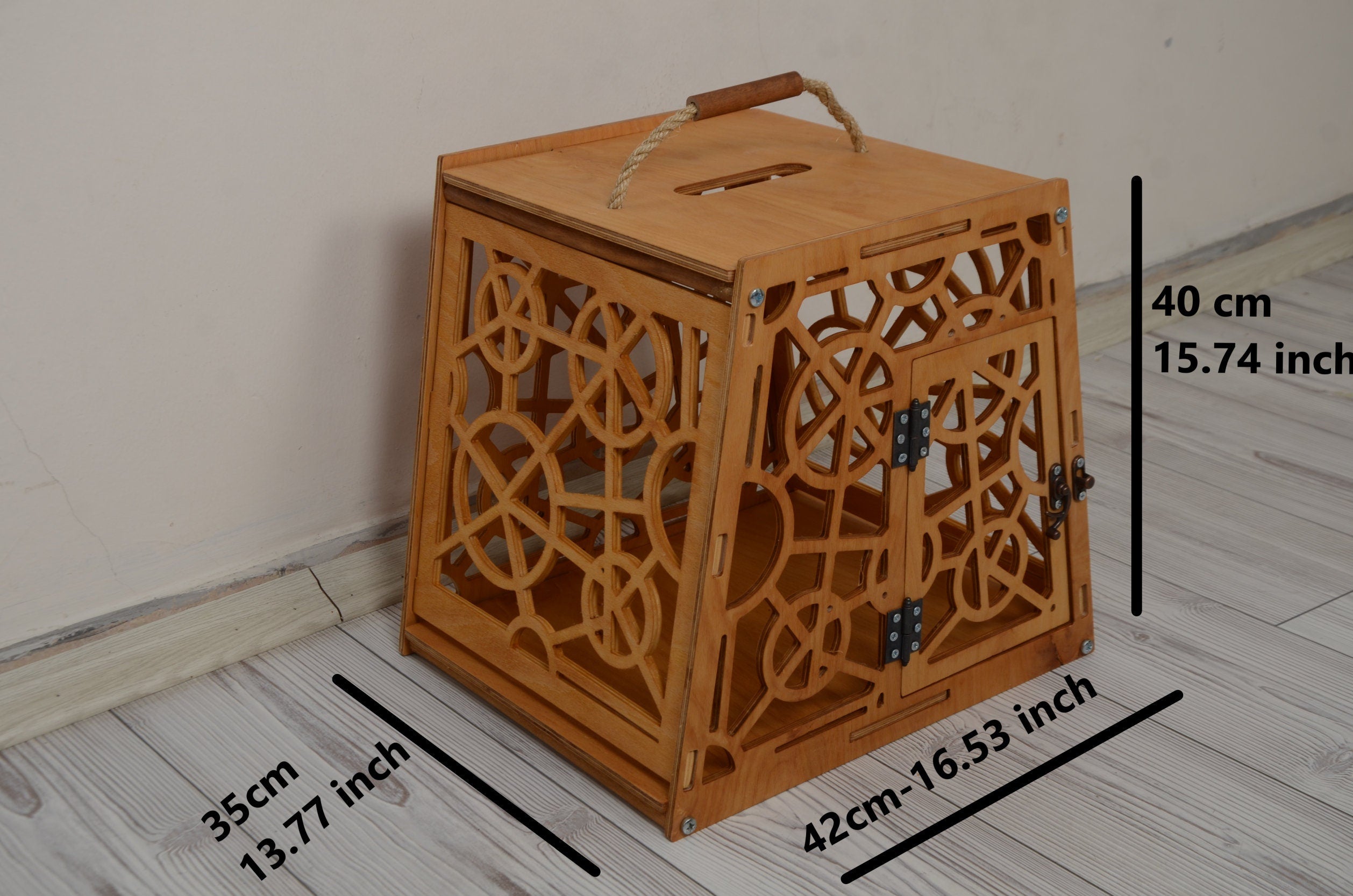Modern Wooden Dog Crate: Portable Pet Kennel with Cushion