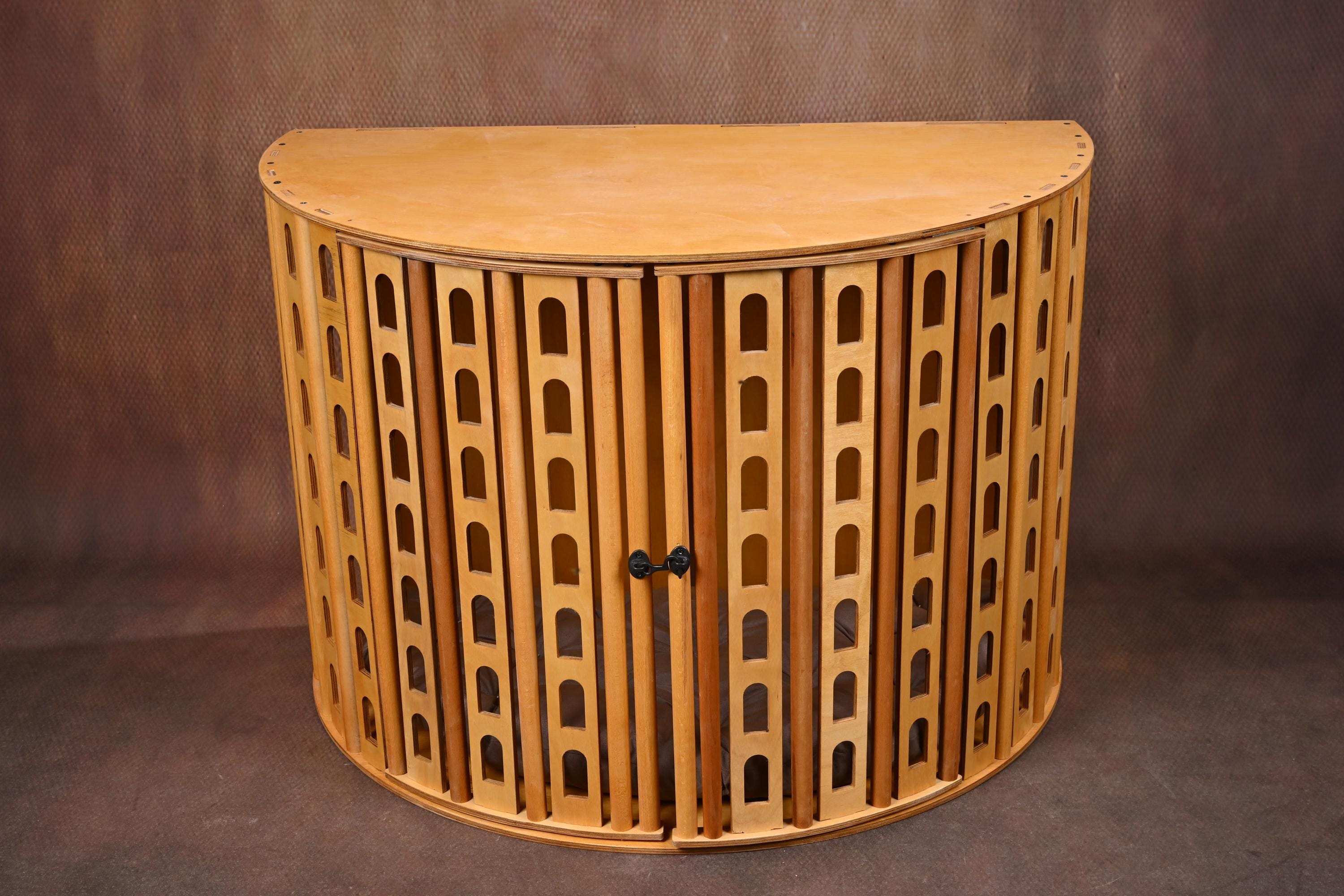 Coliseum Wooden Dog Crate with Dual Front Doors – Indoor Pet Furniture