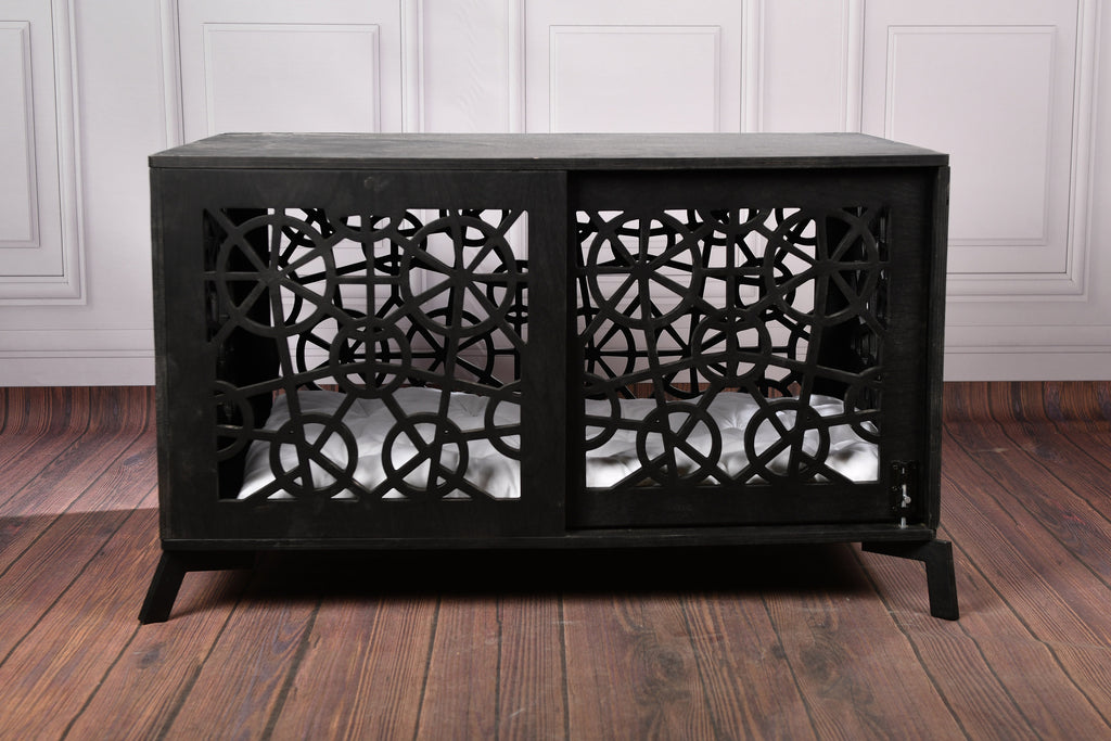 Mid-Century Modern Wooden Dog Crate: Indoor Pet Furniture