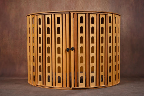 Coliseum wooden dog crate with two front doors, indoor pet furniture
