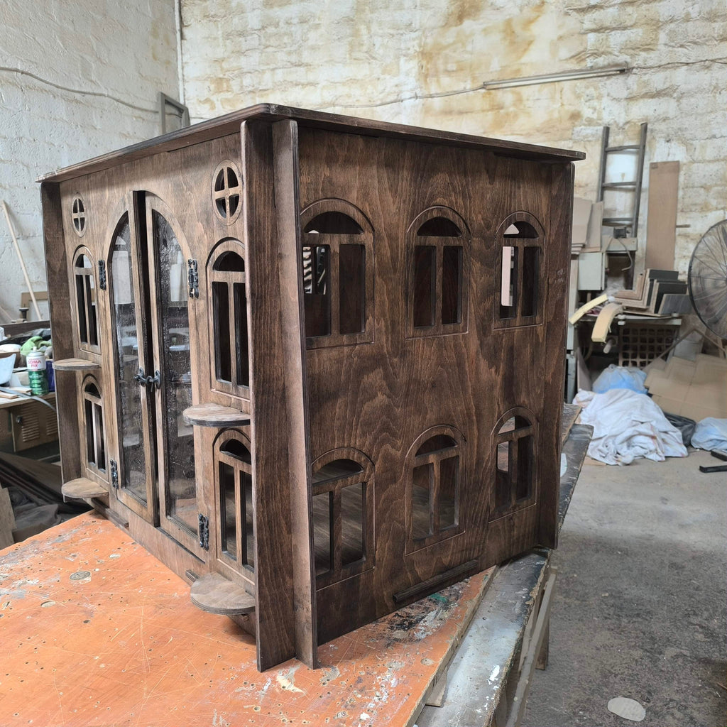 Miami Wooden Dog Crate Furniture – Stylish Indoor Kennel -Castle brown