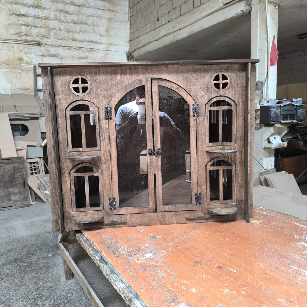 Miami Wooden Dog Crate Furniture – Stylish Indoor Kennel -Castle brown