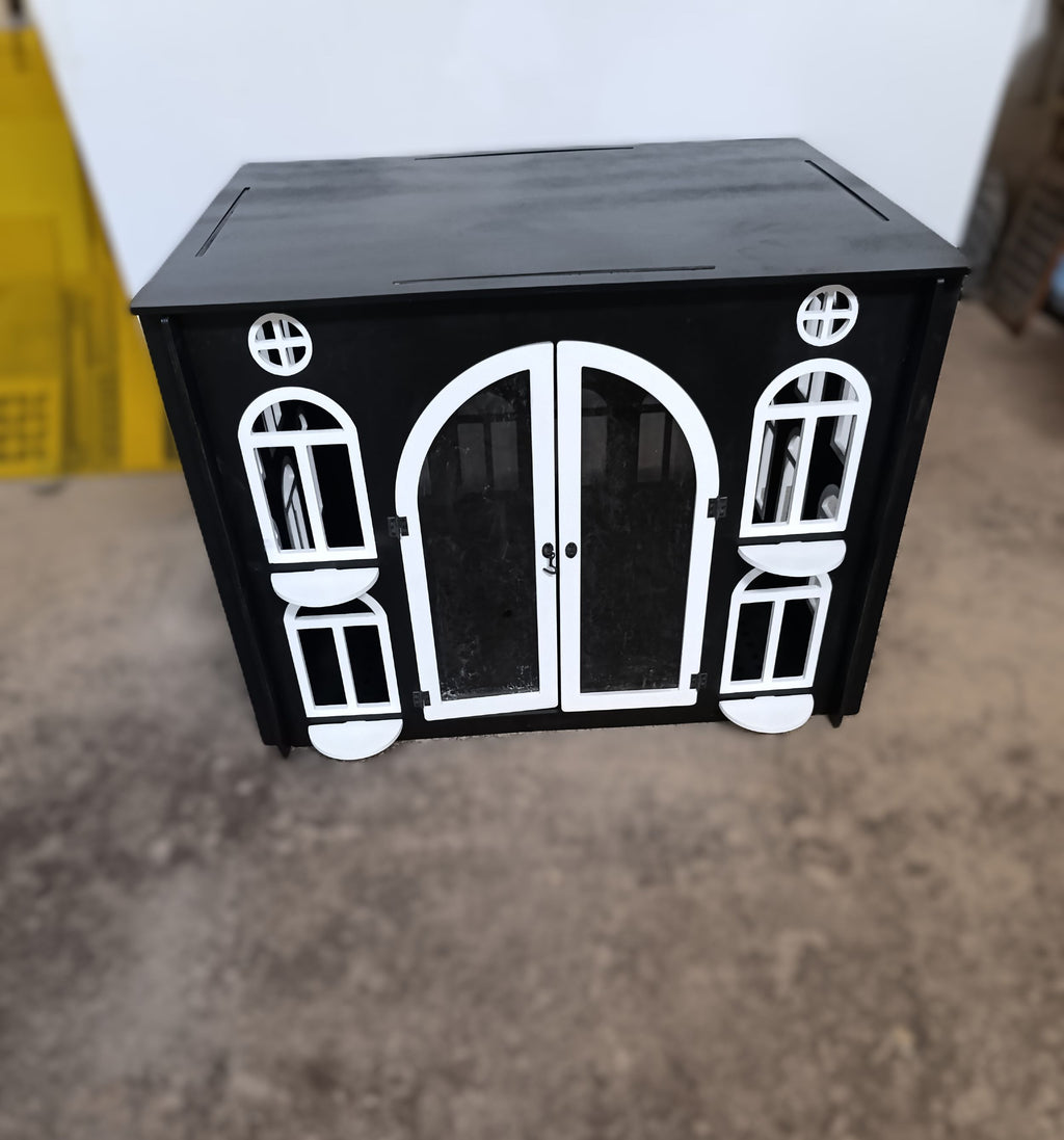 Miami Wooden Dog Crate Furniture – Stylish Indoor Kennel -Black and White