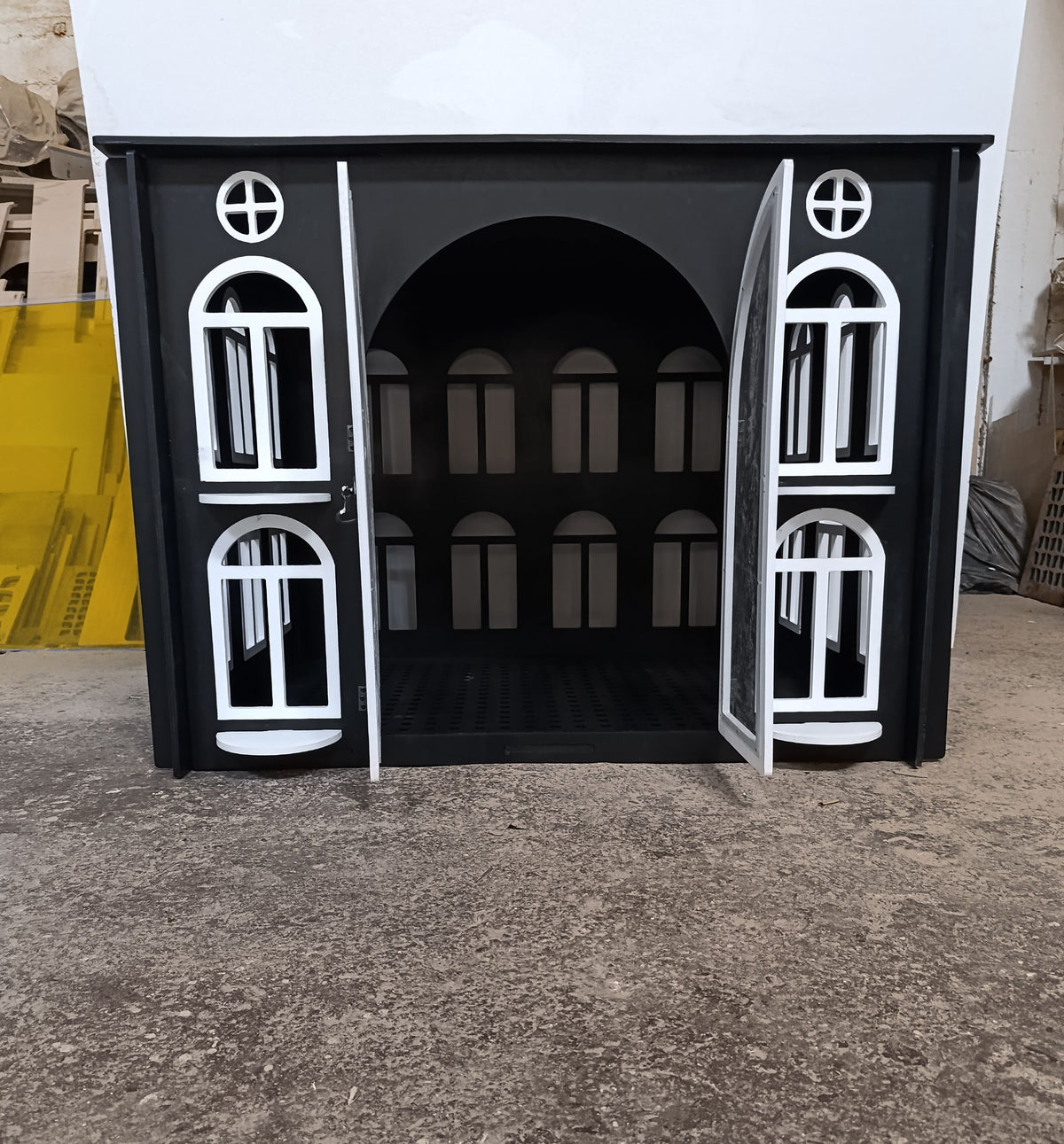 Miami Wooden Dog Crate Furniture – Stylish Indoor Kennel -Black and White