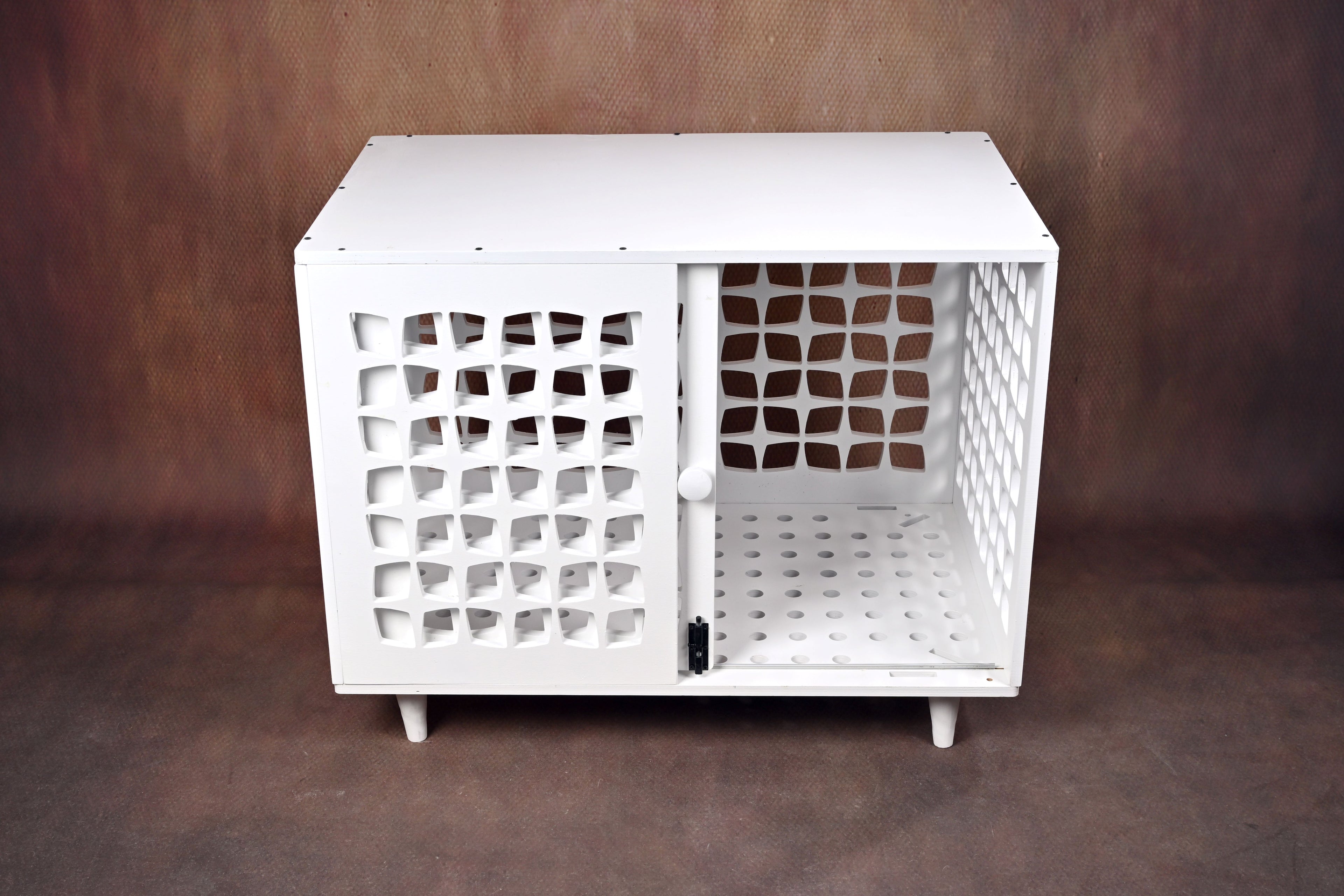 Mid-Century Modern Wooden Dog Crate: Indoor Pet Furniture with sliding door