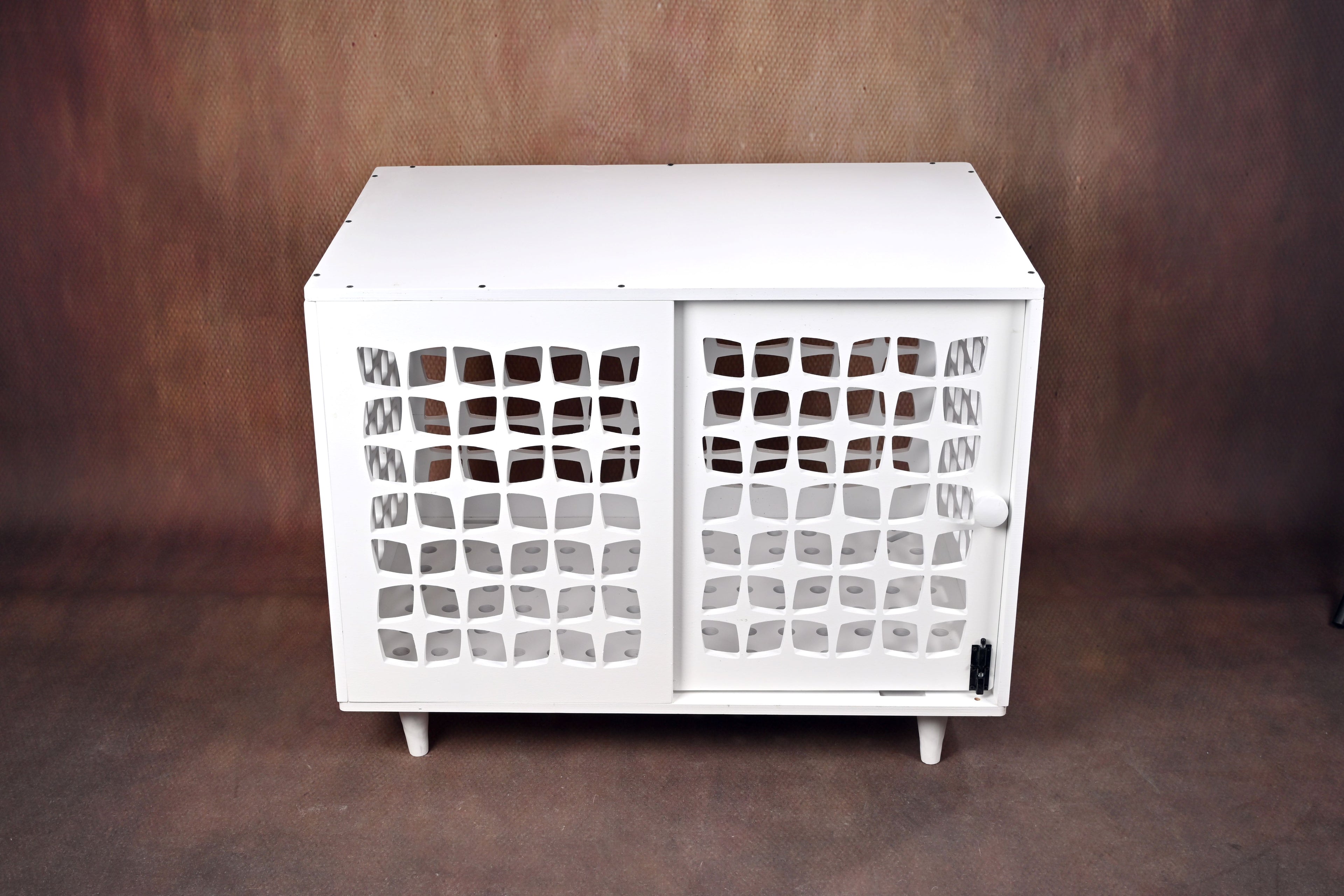 Mid-Century Modern Wooden Dog Crate: Indoor Pet Furniture with sliding door
