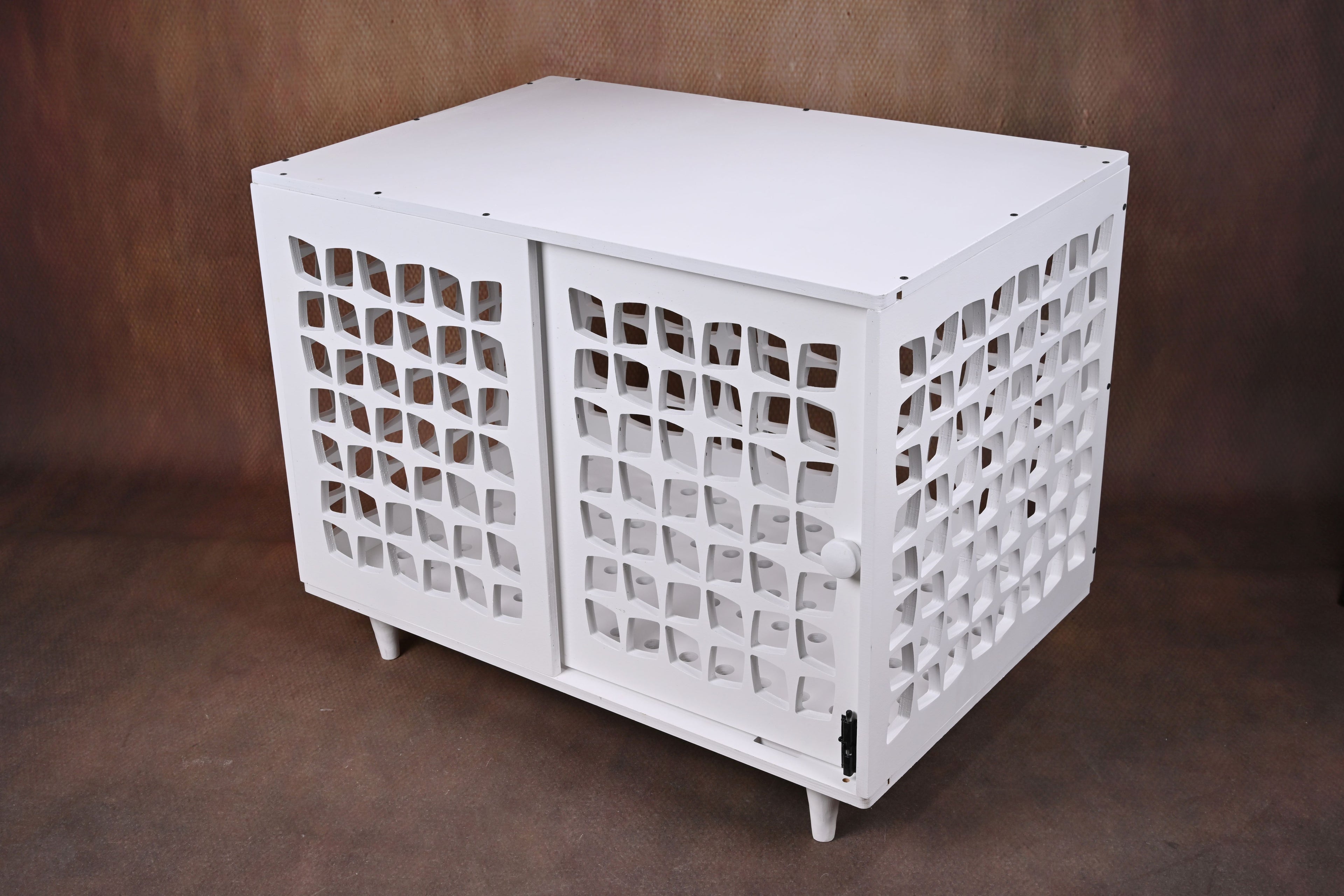 Mid-Century Modern Wooden Dog Crate: Indoor Pet Furniture with sliding door