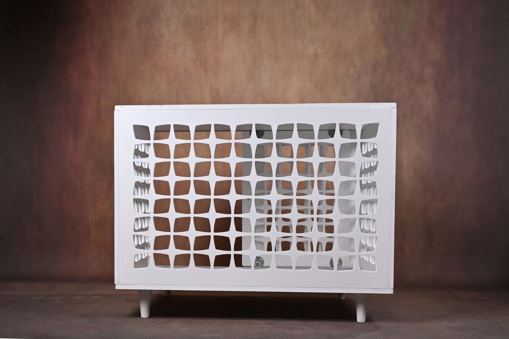 Mid-Century Modern Wooden Dog Crate: Indoor Pet Furniture with sliding door