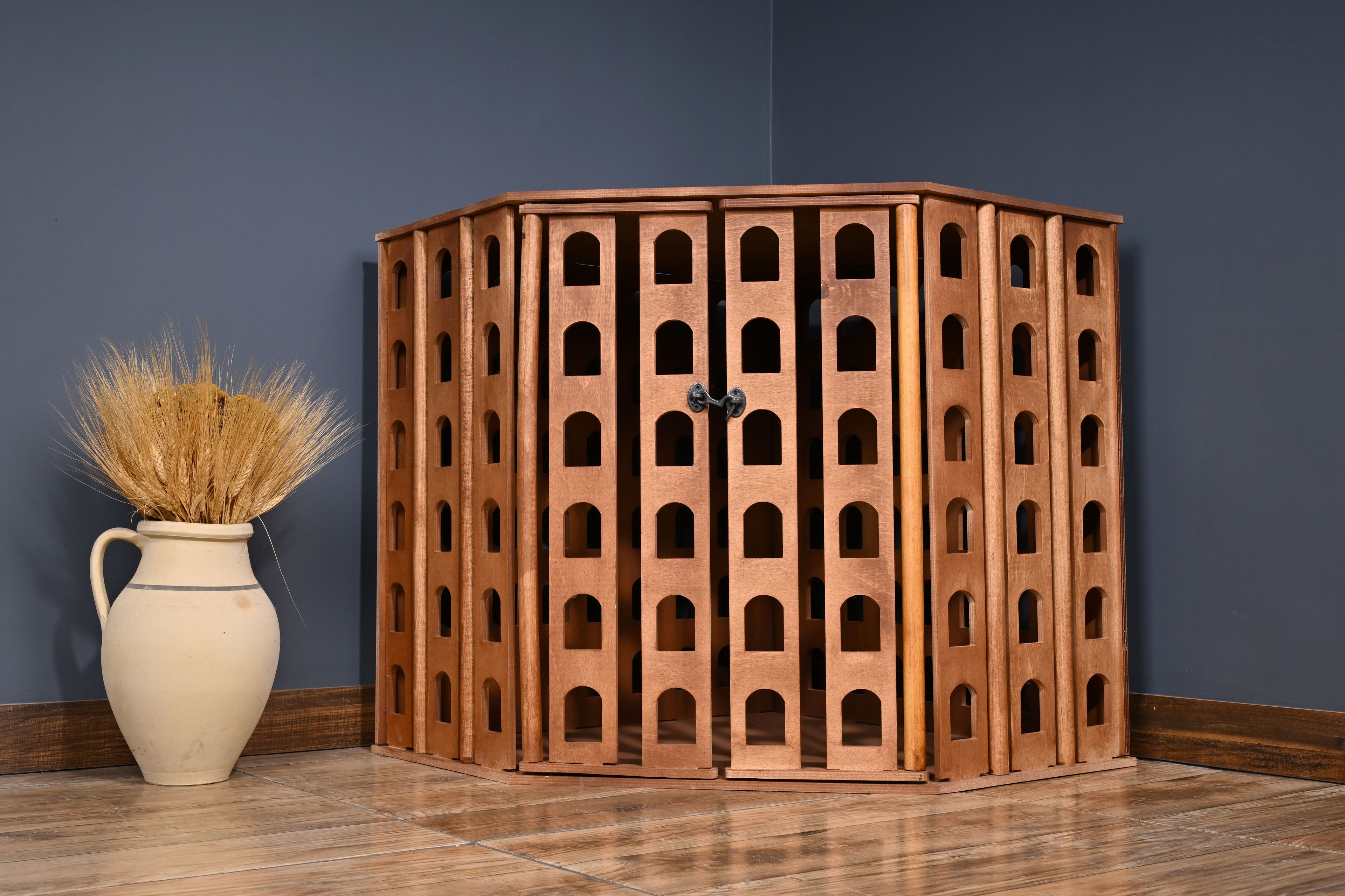 Corner Wooden Dog Crate – Space-Saving Design