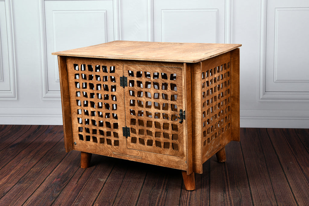 Mid-Century Modern Wooden Dog Crate Furniture: Indoor Pet House
