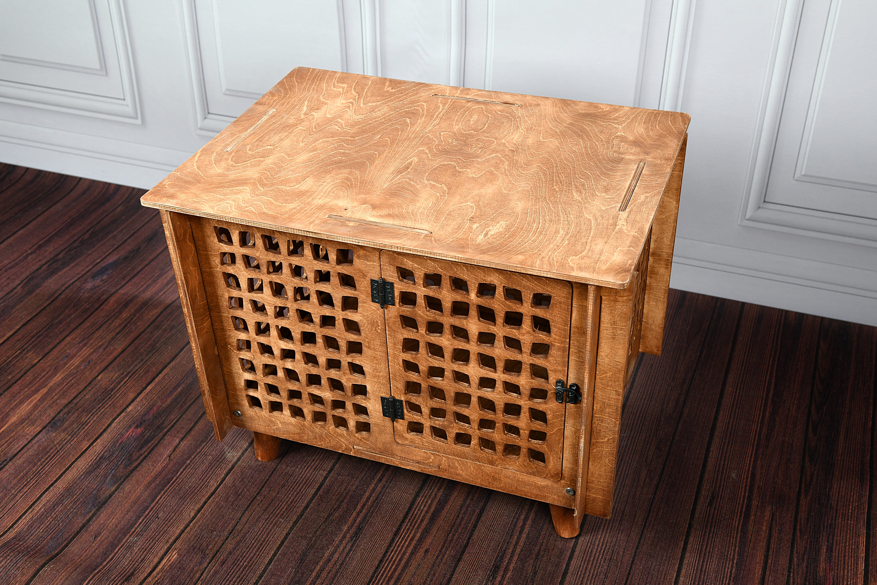 Mid-Century Modern Wooden Dog Crate Furniture: Indoor Pet House