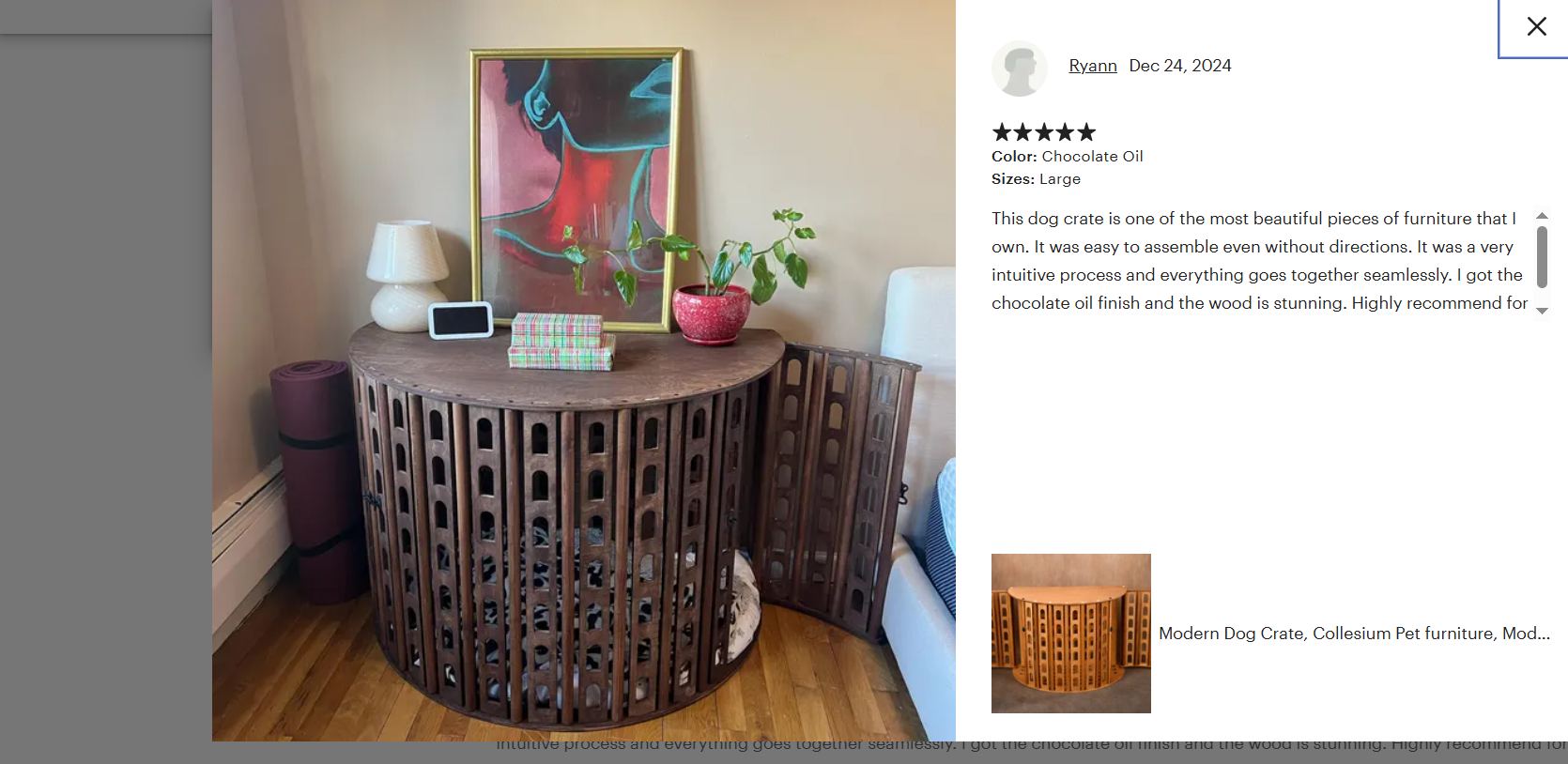 Coliseum Wooden Dog Crate with Dual Side Doors – Indoor Pet Furniture