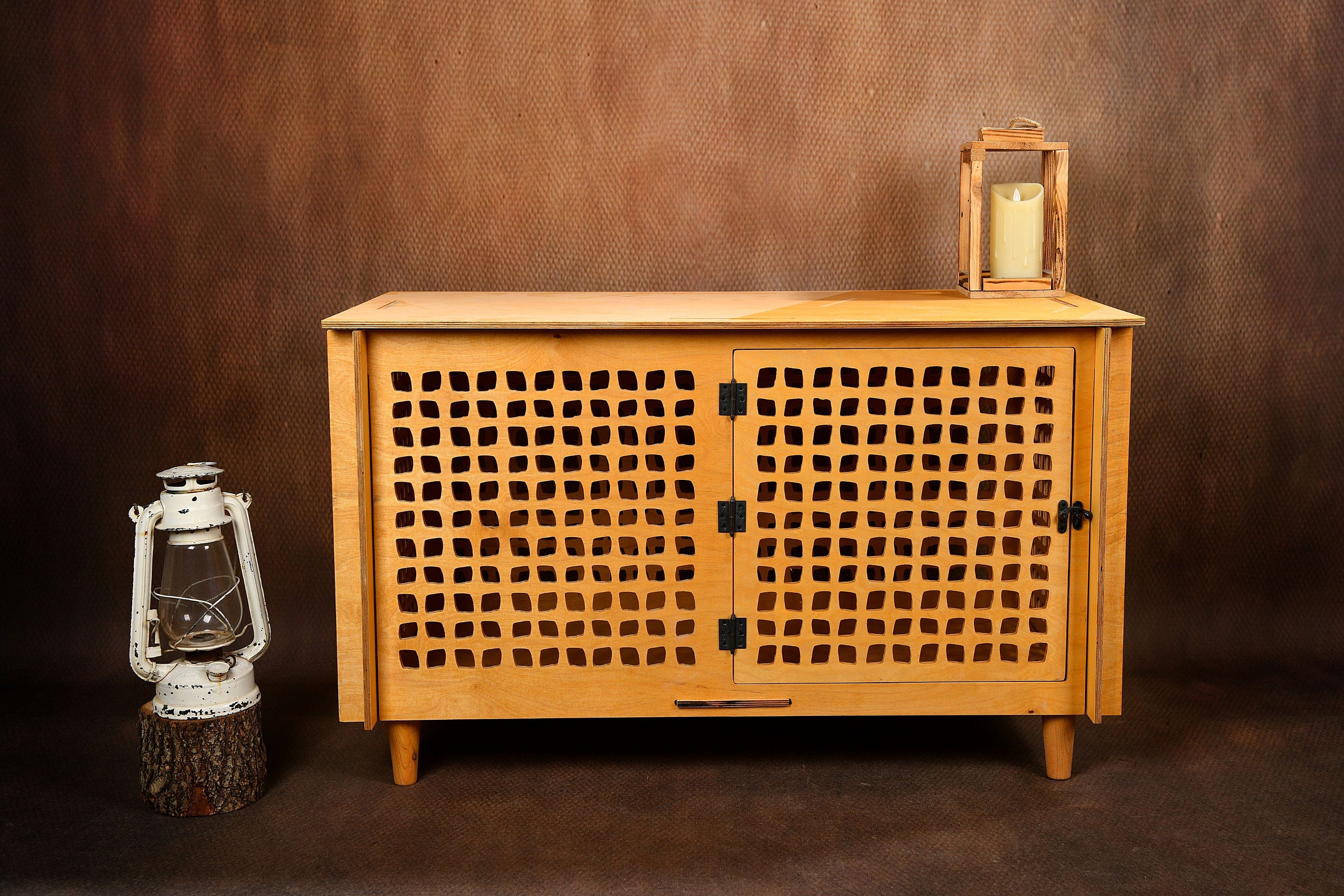 Mid-Century Modern Wooden Dog Crate Furniture: Indoor Pet House